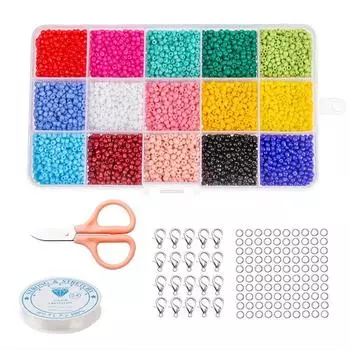 15 цветов просо бусины с застежкой-омаром открытое кольцо набор бисера ручной работы