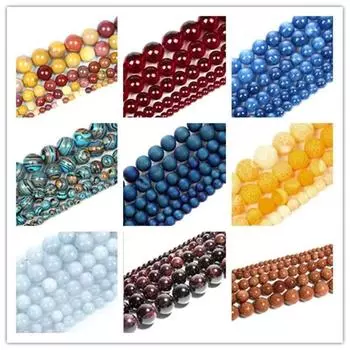 15 дюймов, 10 мм, 36 шт., бусины из натурального камня, агат, кварц, лазурит, нефрит, круглые свободные бусины для изготовления ювелирных изделий, браслет «сделай сам», 10 мм Navy Blue Glass