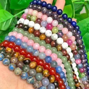 15 дюймов 46 шт., бусины из натурального камня Turuoqise, лазурит, амазонит, аметист, круглые бусины для изготовления ювелирных изделий, браслет «сделай сам», 8 мм Matte Onyx