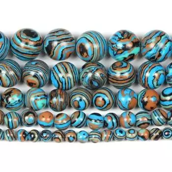 15 дюймов мода натуральный камень синий малахит шарм свободные бусины DIY круглые бусины ювелирные аксессуары 4mm about 91pcs