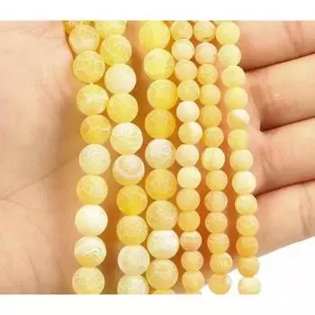 15 дюймов модный натуральный камень желтый матовый трещина агат шарм свободная бусина DIY круглые бусины ювелирные аксессуары 4mm approx 91pcs