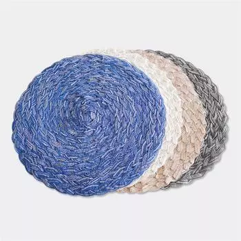 15 дюймов скандинавские тройные плетеные коврики из хлопчатобумажной пряжи для еды, коврики для еды для дома и отелей, изоляционный коврик для посуды, аксессуары для украшения обеденного стола