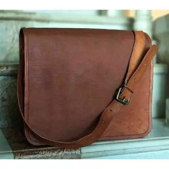 15-дюймовая коричневая сумка-портфель для ноутбука ручной работы из натуральной козьей кожи 12 x 16 x 5 in коричневый