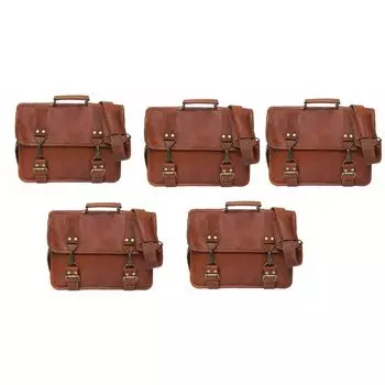 15-дюймовая кожаная мужская сумка-мессенджер на ремне, парусиновая сумка для ноутбука, портфель-Рождественский подарок. { Упаковка из 5 шт. } 15 x 11 x 5 in коричневый
