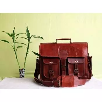 15-дюймовая кожаная сумка-мессенджер, чехол для ноутбука, офисный портфель, подарок для мужчин, потертая сумка через плечо для компьютера 11 x 15 x 5 in