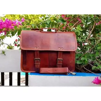 15-дюймовая кожаная сумка-мессенджер, чехол для ноутбука, офисный портфель, подарок для мужчин, компьютерная сумка через плечо 11 x 15 x 5 in