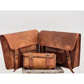 15-дюймовая седельная мотоциклетная сумка из жесткой кожи, сумки в стиле вестерн, коричневые с велосипедной обработкой коричневый