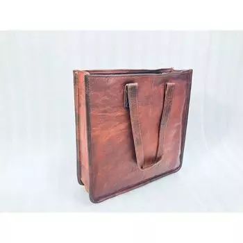 15-дюймовая женская БОЛЬШАЯ сумка через плечо, кожаная сумка для покупок ручной работы, сумка-тоут 14 x 14 x 4 in коричневый