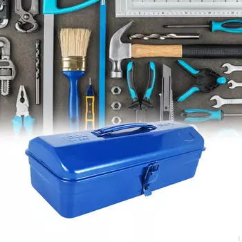 15-дюймовый металлический ящик для инструментов для авторемонта с замком, универсальный органайзер с ручкой для переноски, синий