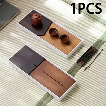 15-дюймовый поднос для сервировки чая Gongfu, настольная коробка, 15,3x6x1,5 дюйма, гладкая поверхность, прямоугольный бамбук и