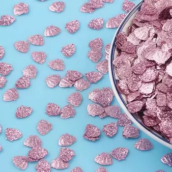 15 г/упак., блестящая ракушка, конфетти с блестящими блестками 7 мм для детского душа, дня рождения, русалки, одежда для вечеринки, аксессуары, разбросанный стол, декор «сделай сам» золотой