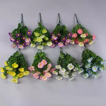 15 головок искусственных цветов из пластика, искусственный шелк, цветок маргаритки, свадебный букет цветов, украшение для дома и сада, вечеринка чёрный