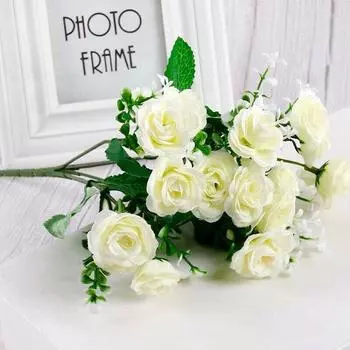 15 головок Роза Искусственный Букет Шелковые Поддельные Цветы Свадебное Торжество Украшение Дом