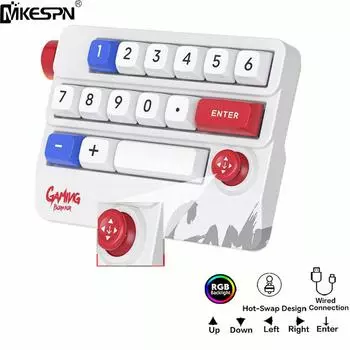 15 клавиш с возможностью горячей замены, программируемая проводная игровая клавиатура с RGB-подсветкой, портативный джойстик, механическая клавиатура для настольного компьютера/ноутбука Red Switch чёрный