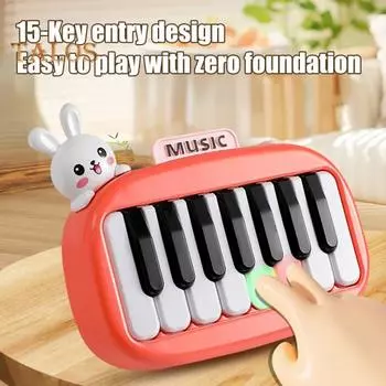 15-клавишное карманное пианино, мини-электронное пианино с подсвечивающимися клавишами для детей, портативный музыкальный инструмент, детская игрушка для раннего развития оранжевый