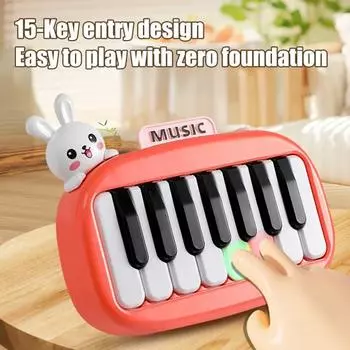 15-клавишное карманное пианино Мини электронное пианино с подсветкой клавиш для детей Портативное оранжевый