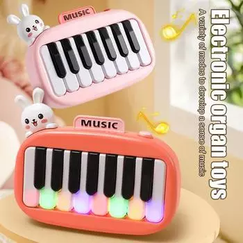15-клавишное карманное пианино Мини-электронное пианино с подсветкой клавиш для детей зелёный