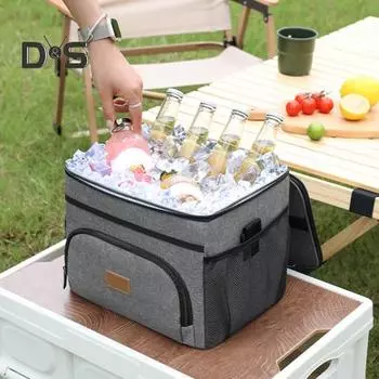 15 л изолированный ланч-бокс, герметичная водонепроницаемая сумка-холодильник с регулируемым ремешком, контейнер для приготовления пищи для взрослых, для работы, пикника, кемпинга, пляжа, путешествий темно-синий
