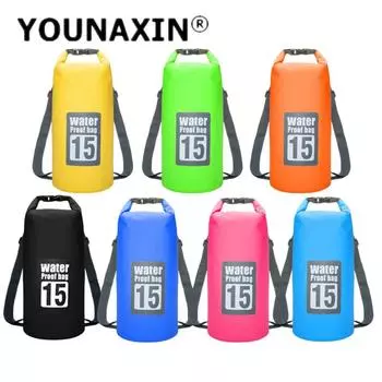 15 л ПВХ водонепроницаемый сухой мешок открытый дайвинг складной хранения пляжный плавательный мешок рафтинг река океан рюкзак 15L чёрный