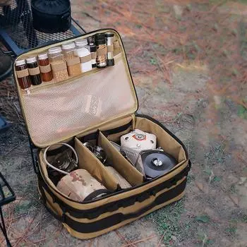 15 л Тактическая походная сумка для хранения с ручкой, органайзер для походной посуды, большой вместимости, органайзер для багажника для кемпинга, походов, путешествий чёрный