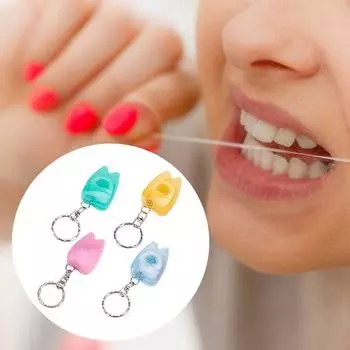 15 м плоская линия брелок для чистки зубов, инструмент для ухода за полостью рта, гигиена, здоровье, стоматология, зубная нить green