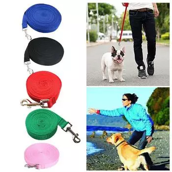 15 м поводок для дрессировки щенков домашних собак, длинный поводок, ошейник, веревка с пряжкой зелёный