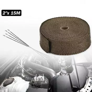 15 м тепловая пленка премиум-класса для выхлопного коллектора, термопленка из титанового лавового волокна + 6 стяжек 1915T