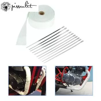 15 м титановая тепловая мотоциклетная выхлопная труба теплоизоляция огнестойкая рулон ткани с 8 нержавеющими стяжками белый