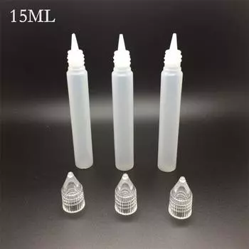 15 мл флаконы-капельницы с игольчатым наконечником пустые пластиковые флаконы для косметической жидкости аксессуары для капель масла длинная тонкая капельница оптом