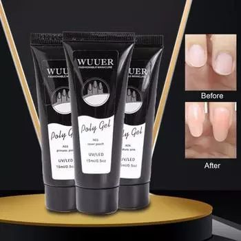 15 мл поли-клей для наращивания, зубная паста, гель, бумага для самостоятельного контроля длины, без поддержки, кристаллический гель, высокая вязкость, прочность, 8 доступных цветов, клей для ногтей E