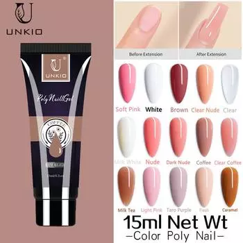15 мл Полигель для ногтей Наращивание ногтей Для наращивания ногтей Поли УФ-гель для наращивания ногтей Твердый желейный дизайн ногтей Все для маникюрного набора