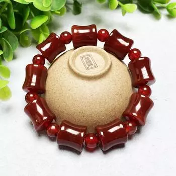 15 мм красный агат бамбуковый браслет китайский ветер пламя красный цилиндрический браслет из бисера для мужчин и женщин 15mm