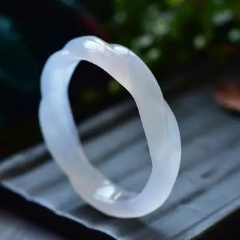 15 мм натуральный конопляный цветок белый халцедон браслет модный агат браслет с подвесками нефритовый браслет женский подарок 54--56mm