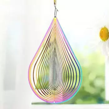 15 мм радужные капли воды 3D вращающиеся слезы ангела Аврора металлический колокольчик кулон вращающиеся блестки Сказочный сад подвесной декор 15CM rainbow