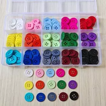 15 мм тонкие цветные круглые пуговицы из смолы с 4 отверстиями для спецодежды - набор швейных пуговиц