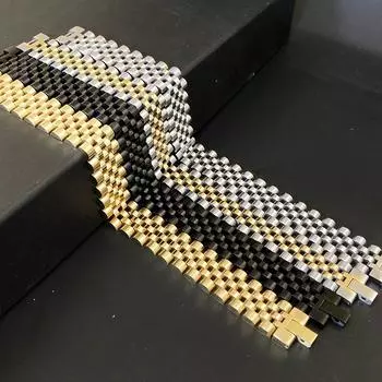 15 мм звеньевая цепь мужской браслет для женщин полированный золотой цвет нержавеющая сталь Mannen повязка на руку повязки ювелирные аксессуары 19CM серебряный