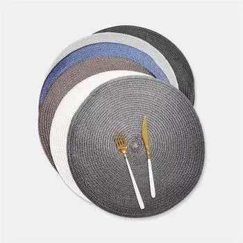 15 Новые скандинавские ПП тканые круглые коврики для еды, домашние водонепроницаемые маслостойкие коврики для обеденного стола, кухонные изоляционные коврики, декоративные аксессуары