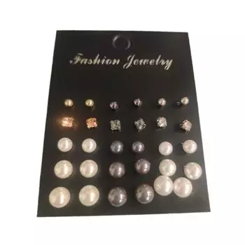 15 пар/компл. серьги-гвоздики со смешанным жемчугом и кристаллами для женщин и девочек, ювелирные изделия в подарок