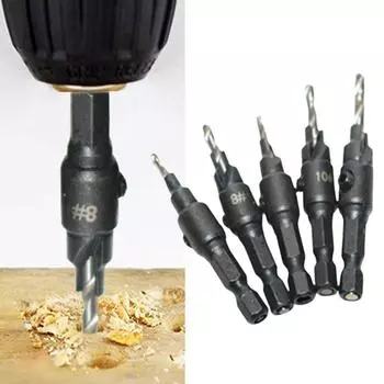 15 Pcs Sturdy and Durable Hexagonal Shank Countersink Drill Wood Plug Drill Bits Carpenter s Punch 15 Pcs