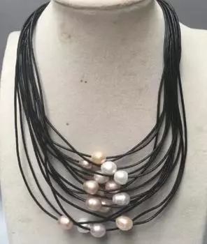 15 рядов, НОВЫЕ УКРАШЕНИЯ С ЖЕМЧУГОМ, натуральная пресноводная нить, жемчуг 10-11 мм, фиолетовое, белое и розовое ОЖЕРЕЛЬЕ 18 дюймов