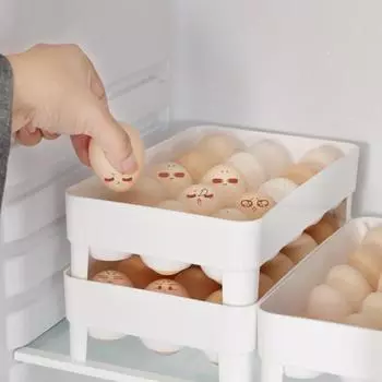 15-секционный ящик для хранения яиц, поддон для яиц в холодильнике, большая вместимость, высокая устойчивость, складной, экономящий место, органайзер для яиц в холодильнике белый