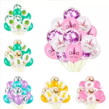 15 шт. 12-дюймовый воздушный шар с единорогом, воздушный шар с единорогом, украшение для вечеринки, день рождения, декор, воздушный шар с конфетти