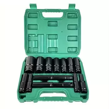 15 шт. 1/2-дюймовые шестигранные ударные головки с черной отделкой, набор сверхпрочных головок из углеродистой стали с глубоким рукавом для авторемонта