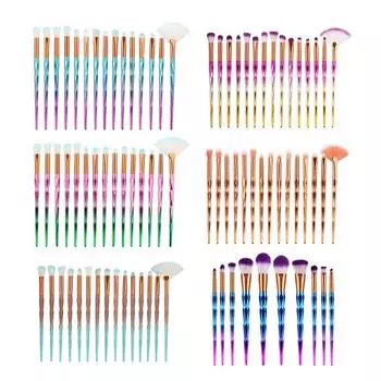 15 шт. 3D алмазные веерообразные пудровые тени для век, набор кистей для макияжа бровей, хит продаж Lake Blue+Pink