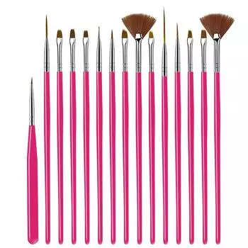 15 шт. акриловый гель-лак для дизайна ногтей, наращивание, резьба, цветочная линия, рисование точек, кисть для подводки розовый