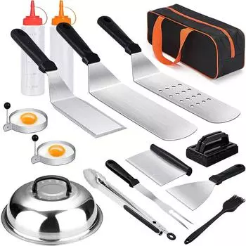 15 шт. Аксессуары для гриля для барбекю Инструменты для барбекю из нержавеющей стали Набор инструментов для гриля для кемпинга Набор принадлежностей для гриля Идеальные подарки для гриля для мужчин и женщин