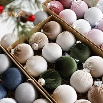 15 шт. бархатных рождественских шаров, небьющиеся флокированные рождественские елочные подвесные шары, праздничные украшения для дома, вечеринки, свадьбы, Рождества зелёный