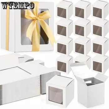 15 шт. Белые подарочные коробки для сублимационных кружек Подарочные упаковочные коробки Прозрачные подарочные коробки Коробки для кружек для доставки Выставочные коробки для кружек Пустая коробка для кружек 8x8x9cm белый
