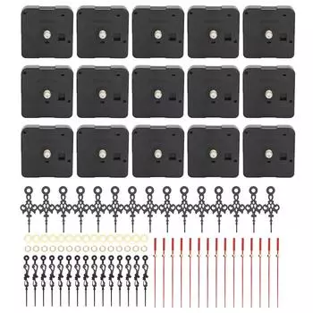 15 шт. Часовой механизм с низким уровнем шума, высокой точностью, часовая стрелка, минутная стрелка, секундная стрелка, крестообразный стежок