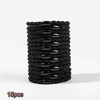 15 шт. Черные модные женские резинки для волос, исключительно надежные, с мягкой фиксацией, эластичные резинки для волос, держатели для хвостиков